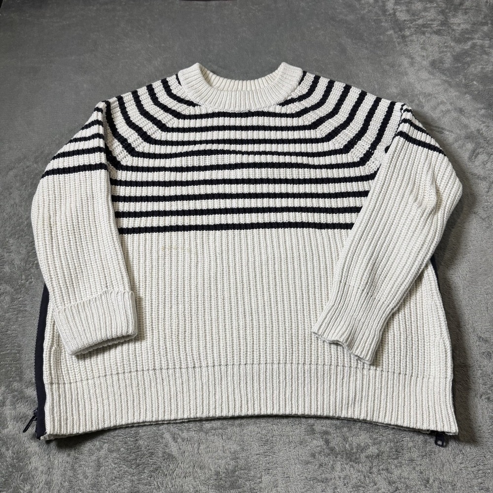 Kate Spade Heavy Knit‎ Striped Sweater S Oversized Cotton Side Zip